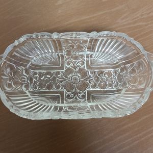 Vintage Dogwood Clear Glass Candy Relish Trinket Dish
